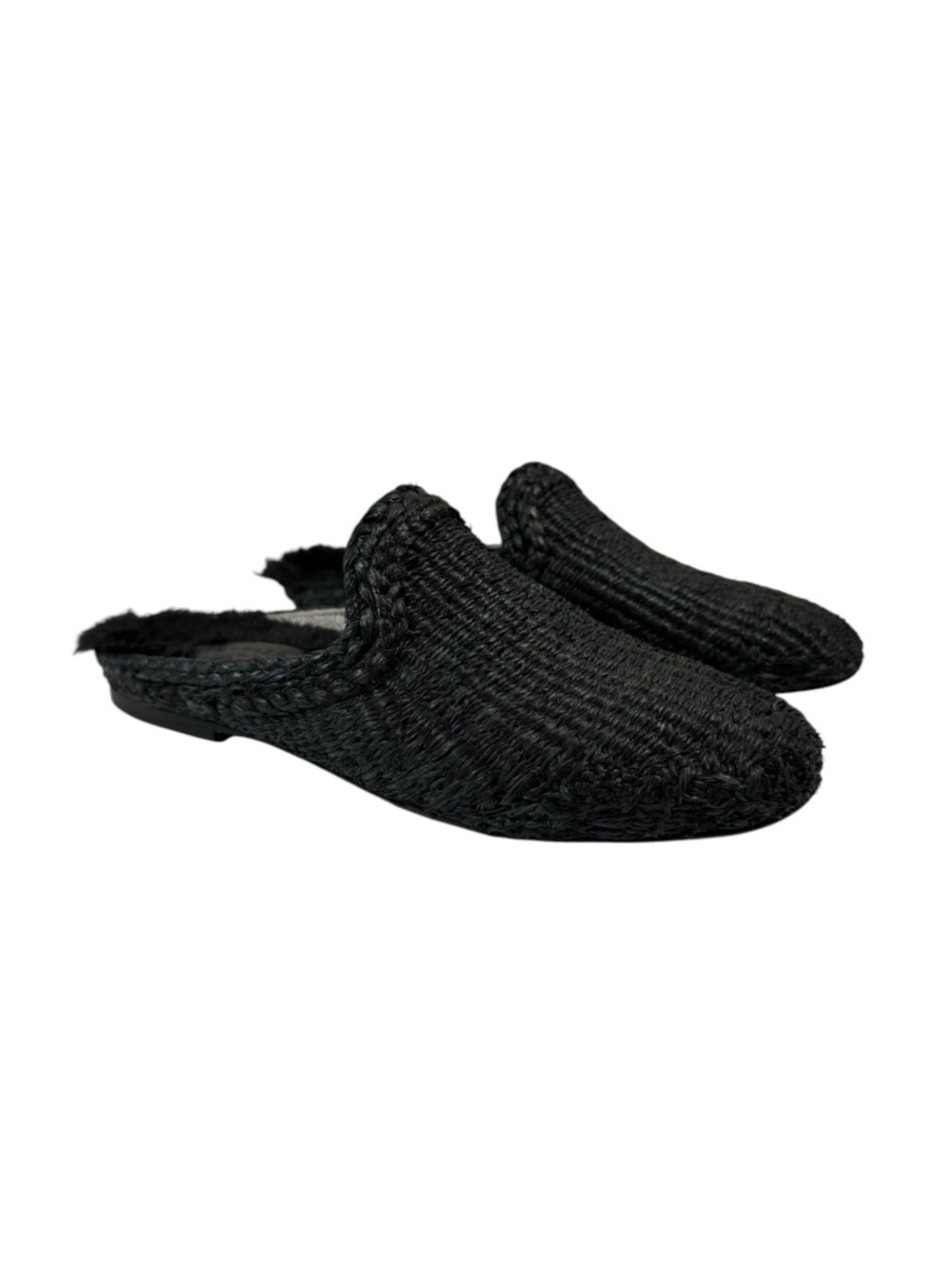 CLERGERIE x CHUFY Igual Raffia Mules with Shearling in Black Size 38